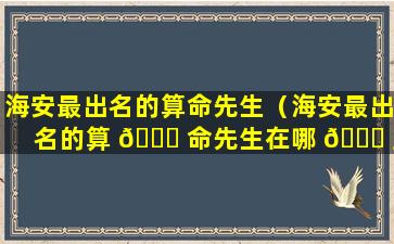 海安最出名的算命先生（海安最出名的算 🐋 命先生在哪 💐 里）